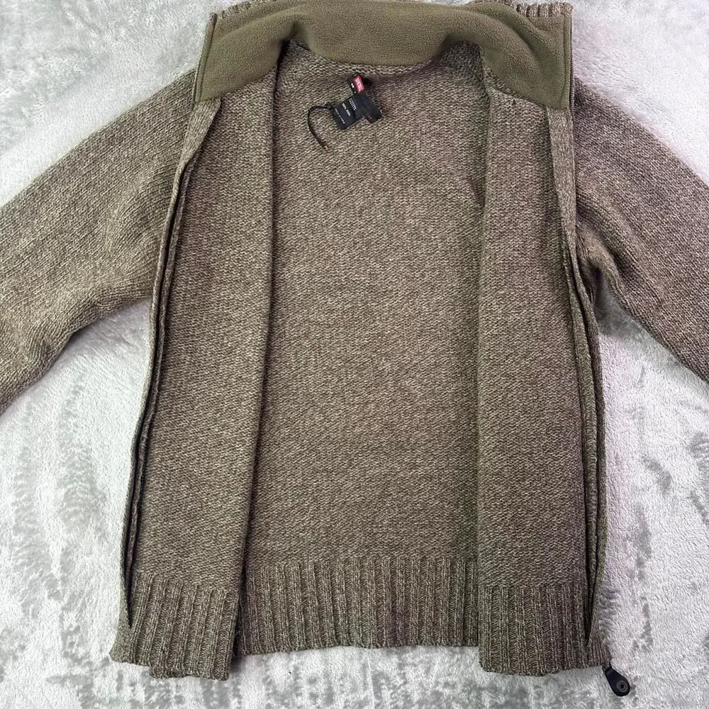 Vintage Y2K Diesel Wool Full Zip Sweater Mens Large Brown Red Tag Distressed
